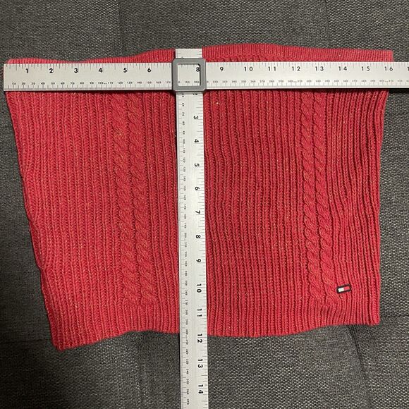 Vintage Tommy‎ Jeans Cable Knit Tube Top Red Gold Strapless 90s Y2K Hilfiger L - Picture 6 of 8